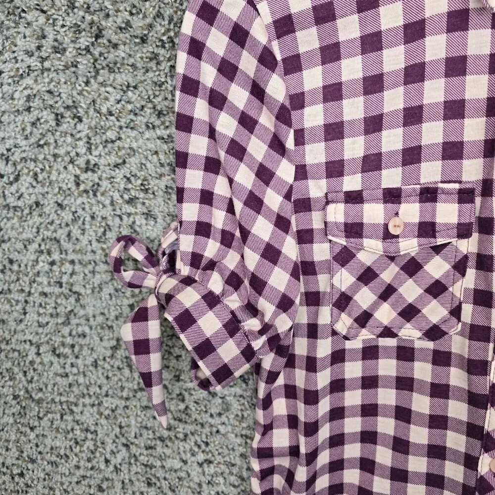 Eden &‎ Olivia Maternity Top Womens Small Purple Check Button Up Stretch Casual